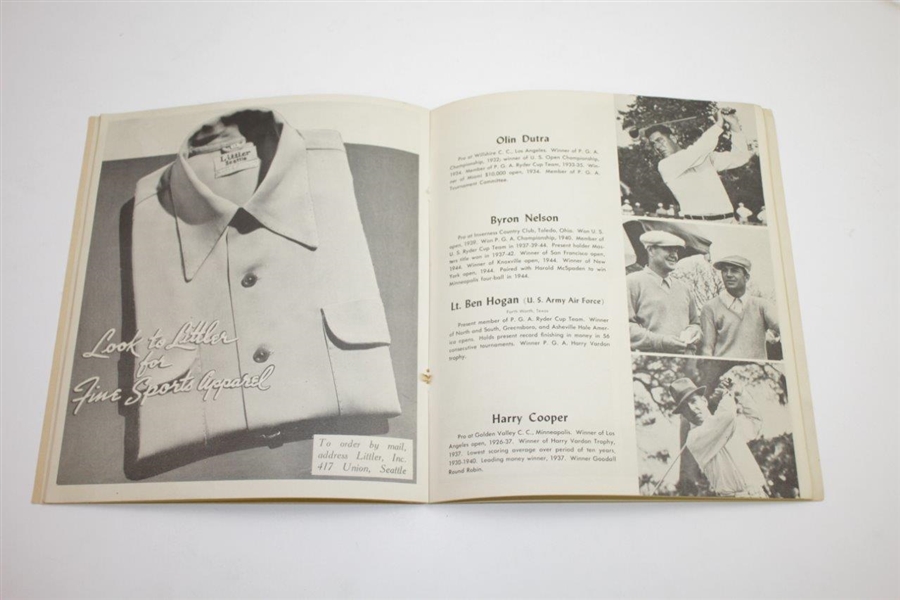 1944 PGA Championship at Manito G&CC Program - Bob Hamilton Winner