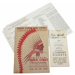 1941 US Public Links at Indian Canyon GC Program, Pairing Sheet, & Contestant Courtesy Tickets Booklet
