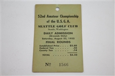 1952 US Amateur at Seattle G&CC Official Program with Signed Ticket by Winner Jack Westland & Runner-Up Mengert JSA ALOA