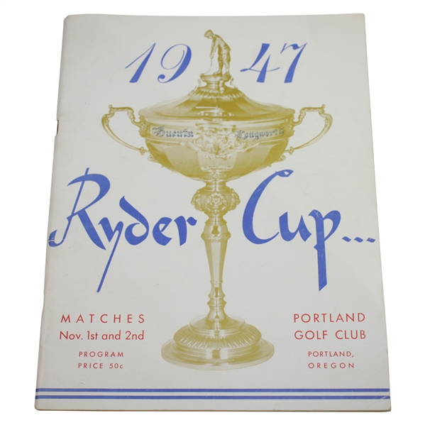 1947 Ryder Cup Matches at Portland Golf Club Official Program - Great Condition