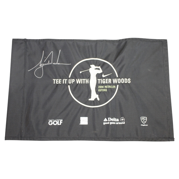 Tiger Woods Signed Tee it up with Tiger Woods Black Flag - 2006 Retailer Outing JSA ALOA