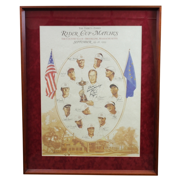 1999 Ryder Cup at Brookline United States Team Poster Signed by Captain Ben Crenshaw JSA ALOA