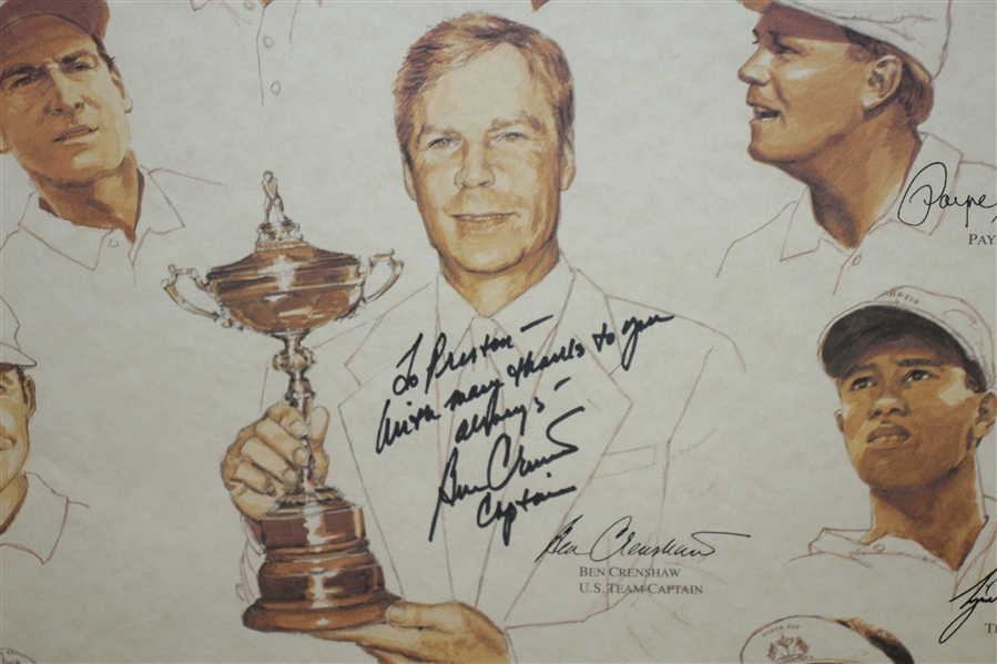 1999 Ryder Cup at Brookline United States Team Poster Signed by Captain Ben Crenshaw JSA ALOA
