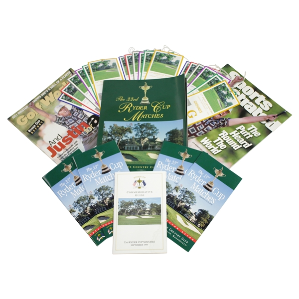 1999 Ryder Cup at Brookline Program, Ticket Set (x3), Spec Guide (x4), Comm Guide, SI, Golf World, & more