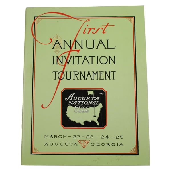 1934 Augusta Invitational Masters Tournament Reproduction Program