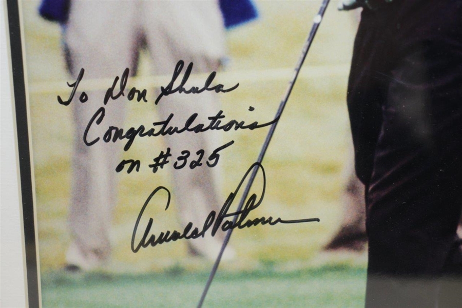 Arnold Palmer Signed & Inscribed Congratulations on #325 Photo to NFL Great Don Shula JSA ALOA