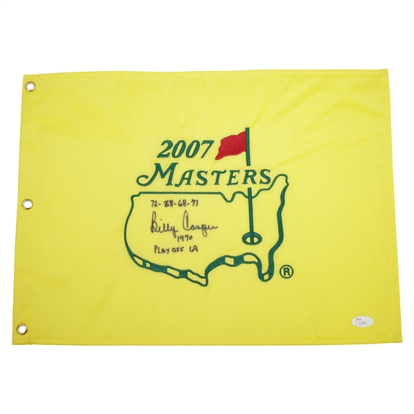 Billy Casper Signed 2007 Masters Flag with Round Scores, Year, & Playoff Score JSA FULL #Z70949