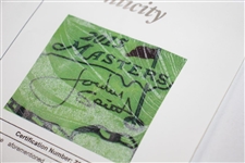Jordan Spieth Signed Full Signature 2015 Masters Embroidered Flag JSA FULL #Z50685
