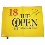 Jordan Spieth Signed Full Signature The OPEN at Royal Birkdale Flag JSA FULL #Z06989