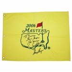 Big Three Palmer, Nicklaus, & Player Signed 2006 Masters Embroidered Flag with Personalization JSA ALOA