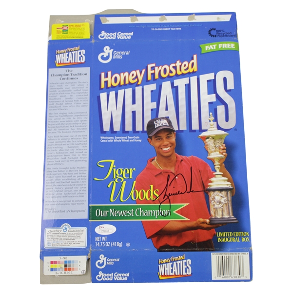 Tiger Woods Signed Frosted Wheaties Our Newest Champion Ltd Ed Box JSA FULL #Z72013