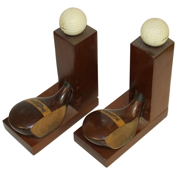 Classic Wright & Ditson Club Head Bookends with Golf Balls