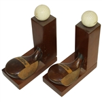 Classic Wright & Ditson Club Head Bookends with Golf Balls