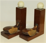 Classic Wright & Ditson Club Head Bookends with Golf Balls