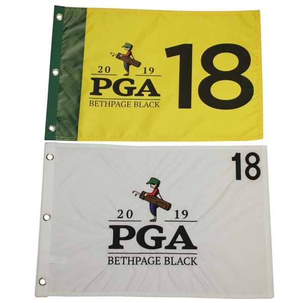 2019 PGA Championship Flags - White & Yellow Versions - Koepka Win