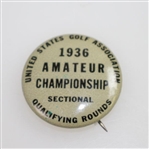1936 US Amateur Sectional Qualifying Rounds Contestant Badge - Rod Munday Collection