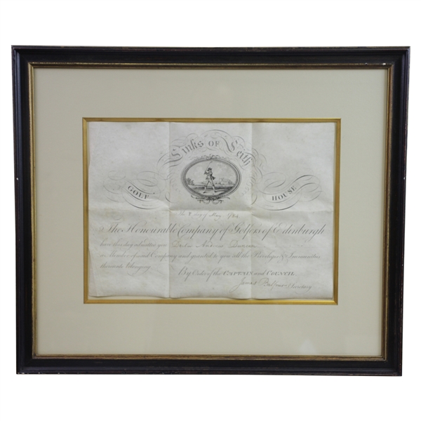 1784 Links of Leith Membership Diploma Company of Golfers Edinburgh Penned by James Balfour