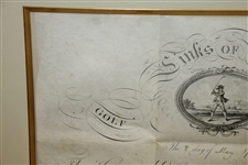 1784 Links of Leith Membership Diploma Company of Golfers Edinburgh Penned by James Balfour