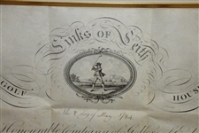 1784 Links of Leith Membership Diploma Company of Golfers Edinburgh Penned by James Balfour