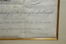 1784 Links of Leith Membership Diploma Company of Golfers Edinburgh Penned by James Balfour