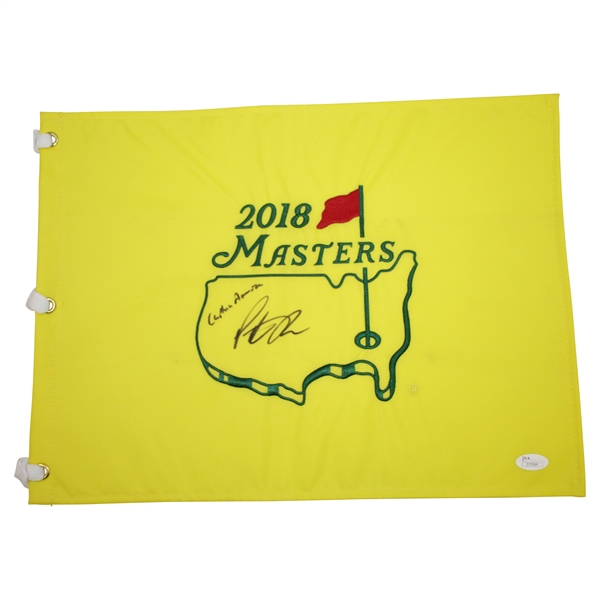Patrick Reed Signed 2018 Masters Embroidered Flag with Captain America JSA FULL #Z70584