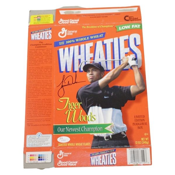 Tiger Woods Signed Wheaties 'Our Newest Champion' Ltd Ed Inaugural Box JSA FULL #Z72012