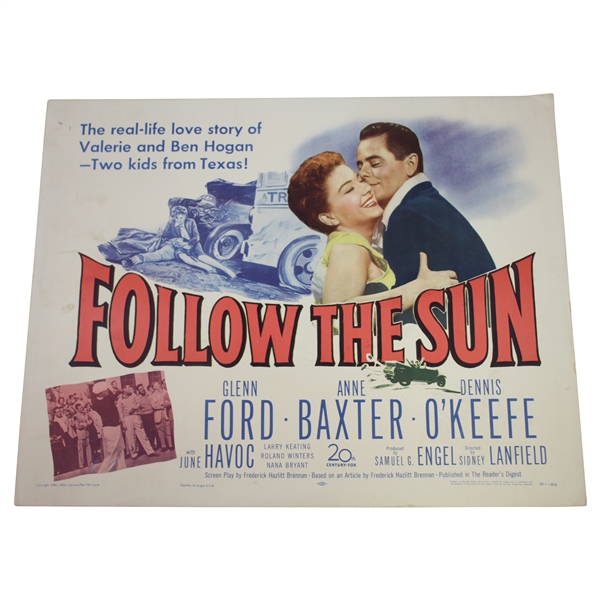 Classic 1951 Follow the Sun Large Movie Broadside Poster - Ben Hogan Movie