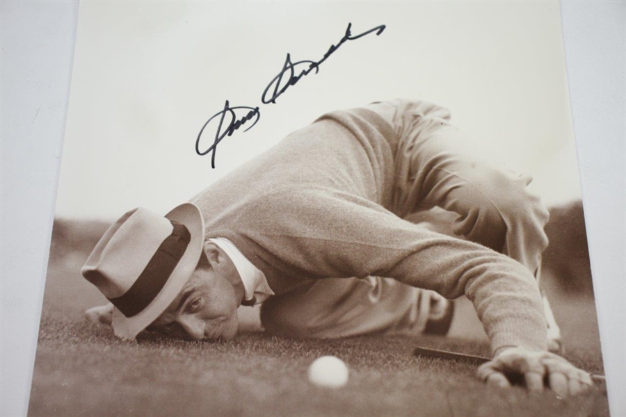 Sam Snead Signed 11x14 Sepia Tone Photo - Eyeing Up Golf Ball JSA ALOA