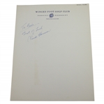 Claude Harmon Signed Winged Foot Golf Club Letterhead JSA FULL #BB29304 - TOP GRADE AUTOGRAPH