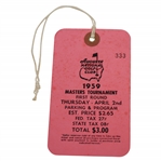 1959 Masters Tournament Thursday First Round Ticket #333 with Original String