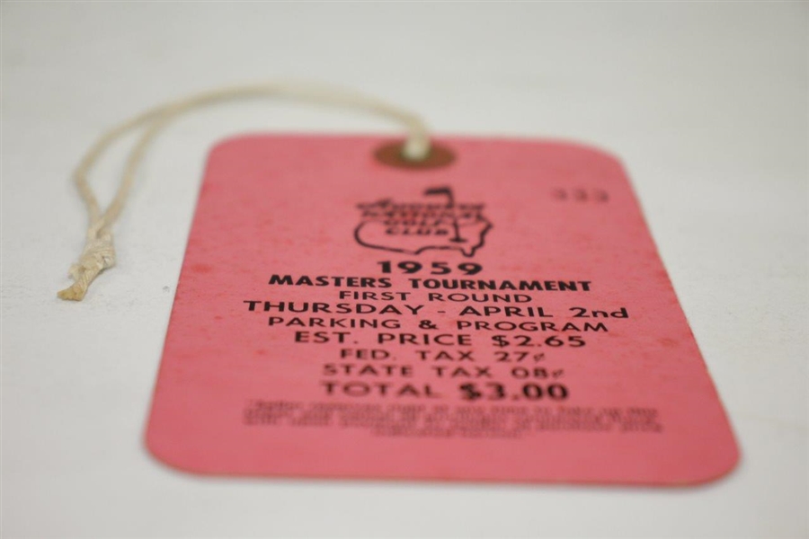 1959 Masters Tournament Thursday First Round Ticket #333 with Original String