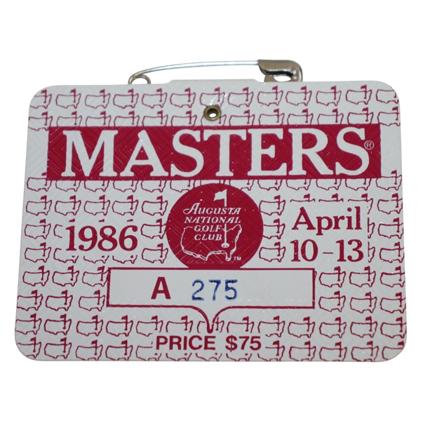 1986 Masters Tournament Series Badge #A275 - Jack Nicklaus 6th Green Jacket