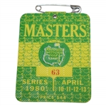 1980 Masters Tournament Series Badge Super Low #63 - Seve Ballesteros Winner