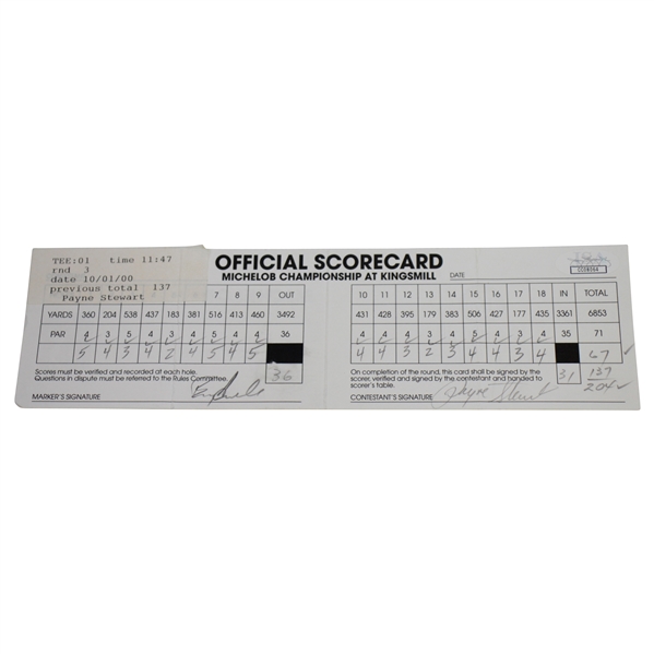 Payne Stewart Signed Official Used 1998 Michelob Championship 3rd Rd Scorecard JSA #CC08064