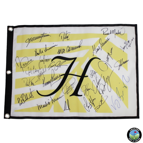 Major Champions Multi-Signed Hualalai Golf Club Embroidered Flag JSA ALOA
