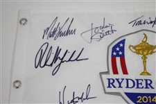2014 Ryder Cup USA Team Signed Flag with Captain Watson, Phil, Jordan, & others JSA ALOA
