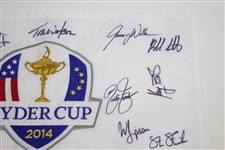 2014 Ryder Cup USA Team Signed Flag with Captain Watson, Phil, Jordan, & others JSA ALOA