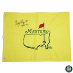 Larry Mize Signed Masters Undated Embroidered Flag with Eph. 2:8 & 9 JSA ALOA