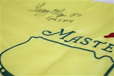 Larry Mize Signed Masters Undated Embroidered Flag with 'Eph. 2:8 & 9' JSA ALOA