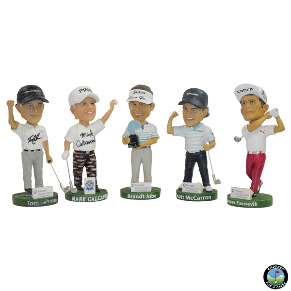 Lehman, Calcavecchia, Jobe, McCarron, & Parnevik Signed Principal Charity Classic Bobbleheads JSA ALOA