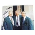 Arnold Palmer, Jack Nicklaus, & Gary Player Big 3 Signed Photo in Green Jackets JSA ALOA