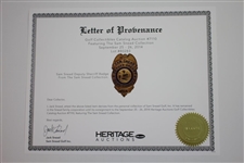 Sam Snead Personal Deputy Sheriff Badge - Dade County, Fla. with Authenticity Letter
