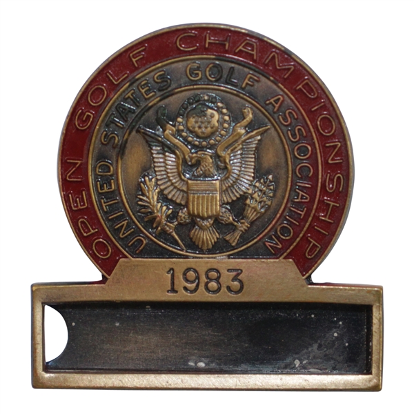 1983 US Open Championship at Oakmont CC Contestant Badge - Larry Nelson Winner