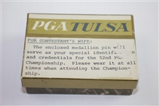 1970 PGA Championship at Southern Hills Tulsa Contestant's Wife Badge with Original Box