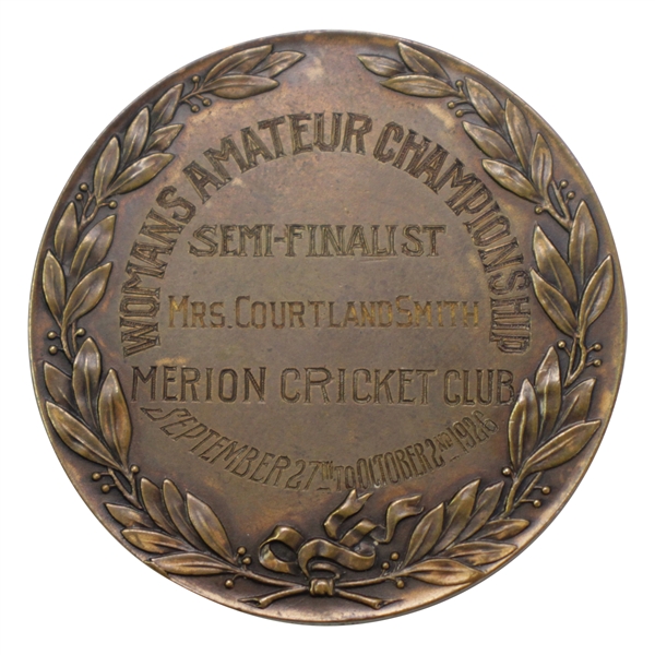1926 USGA Women's Amateur Championship at Merion Cricket Club Semi-Finalist Medal Won by Courtland Smith
