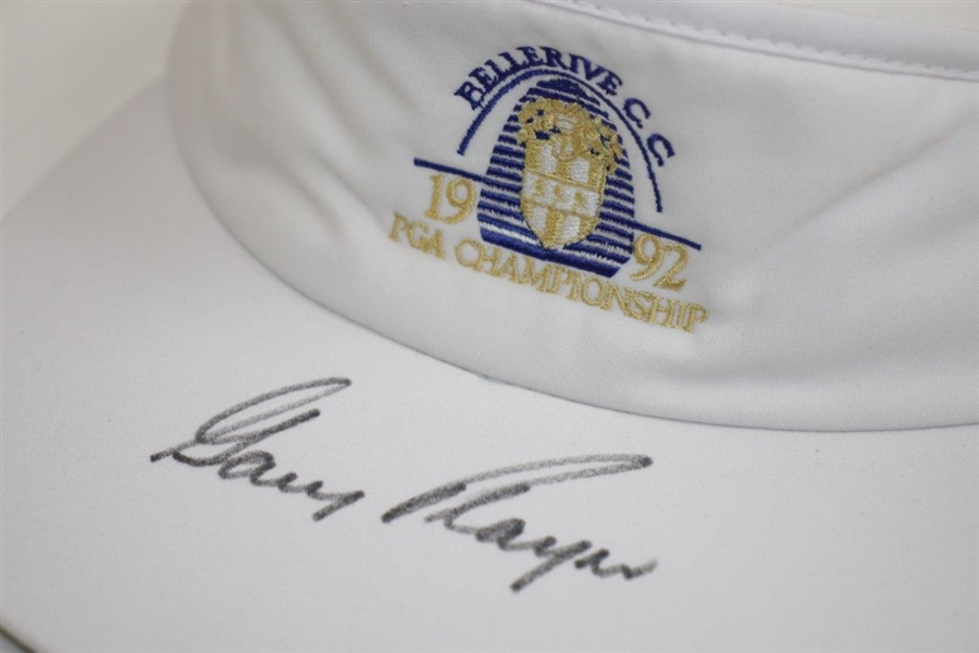 Gary Player Signed 1992 PGA Championship at Bellerive CC White Visor JSA #EE05535