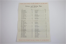 Complete Set of Four (4) 1952 Masters Tournament Pairing Sheets - Sam Sneed Winner