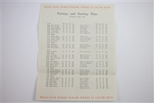 Complete Set of Four (4) 1952 Masters Tournament Pairing Sheets - Sam Sneed Winner