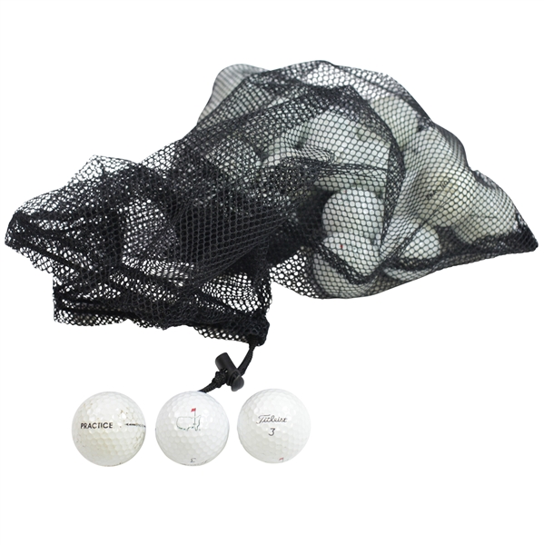 Two Dozen Augusta National Golf Club Range Practice Balls with Black Mesh Golf Ball Bag