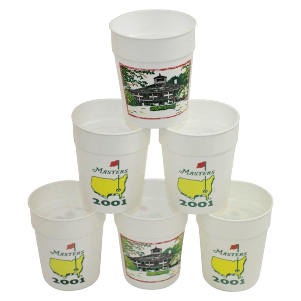 Six (6) 2001 Masters Tournament Plastic Commemorative Drinking Cups